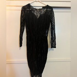 Lacy, open back little black dress